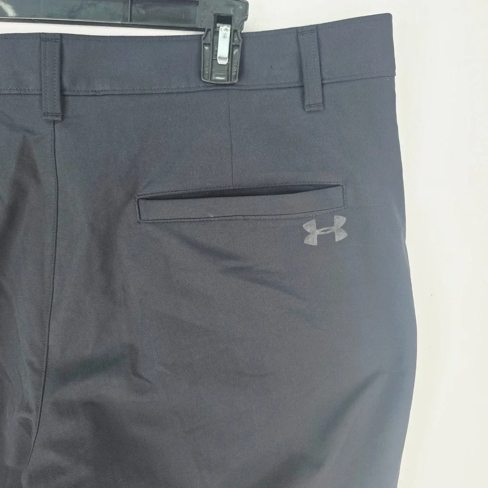 Under Armour Mens Black Golf Pants Flat Front UA Performance Trousers 38x32